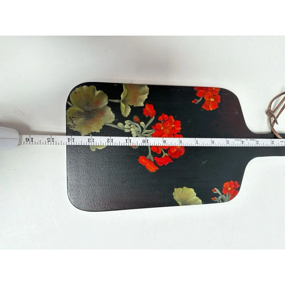 Vintage Hand-Painted‎ Geranium Floral Wooden Decorative Cutting Board by Lorelle